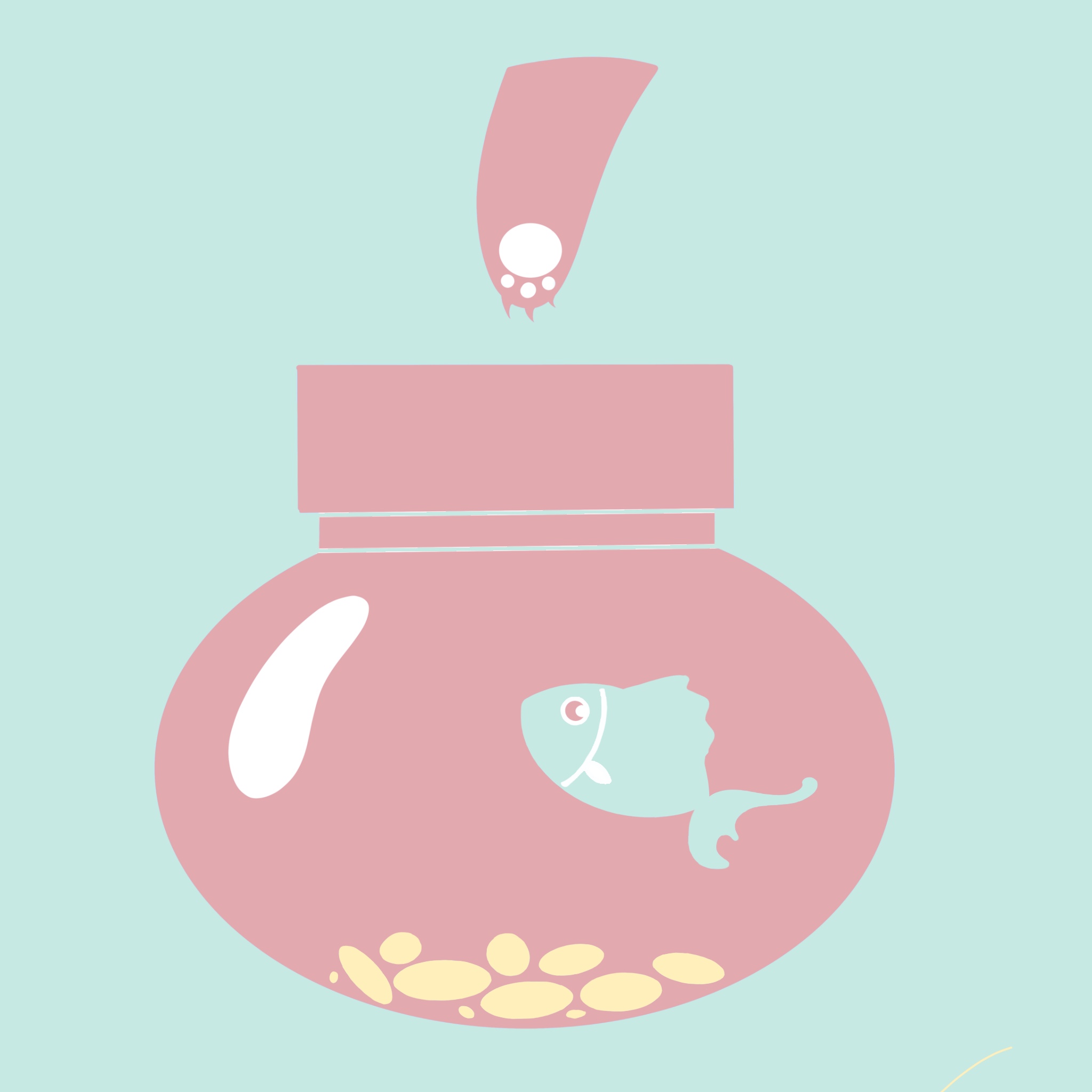Cat with fish bowl